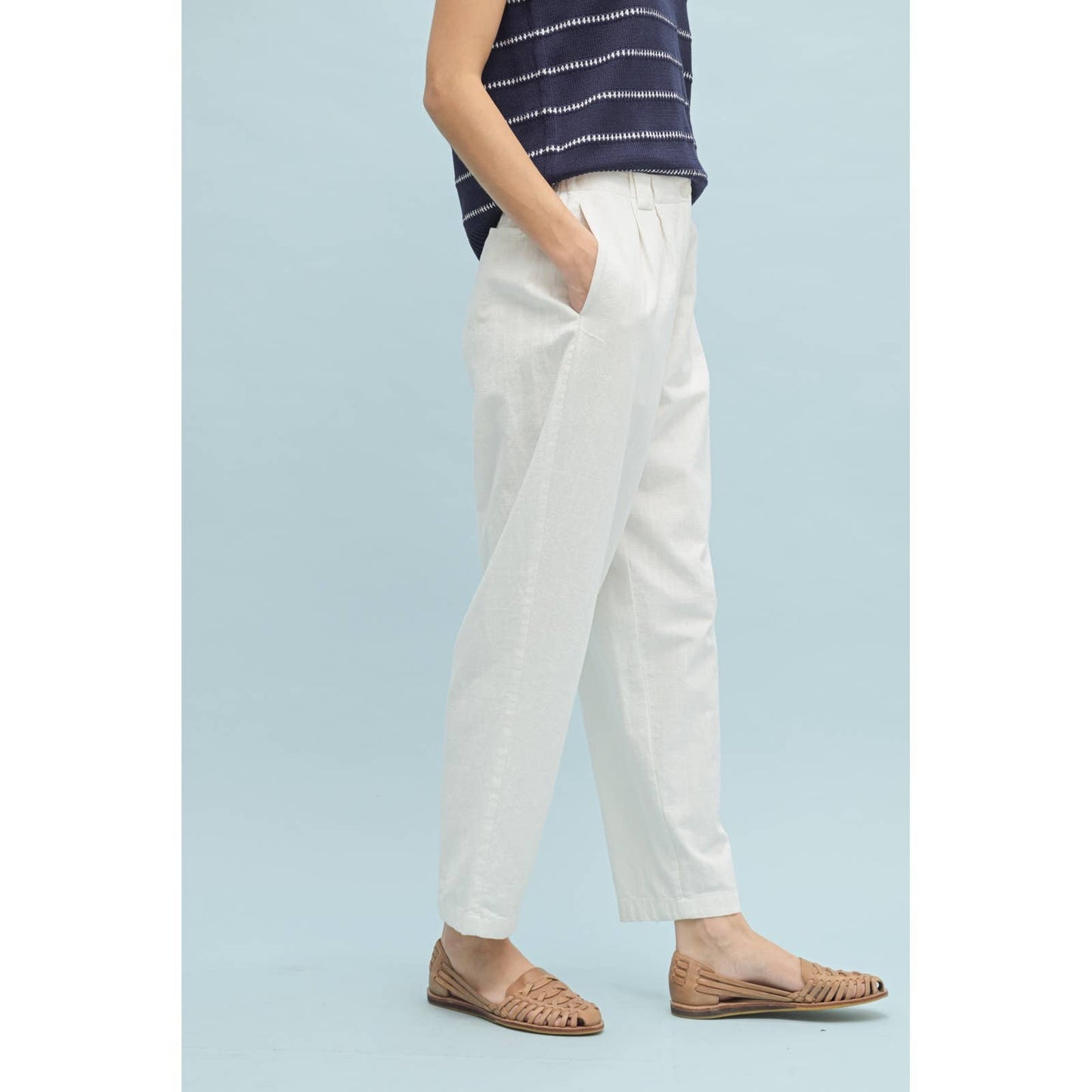 COTTON PLEATED PANTS