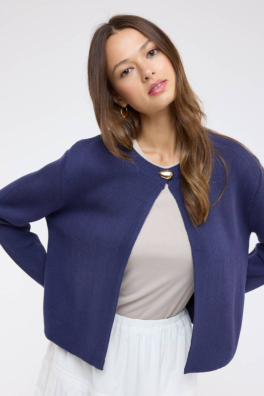 SINGLE BUTTON SWEATER CARDIGAN