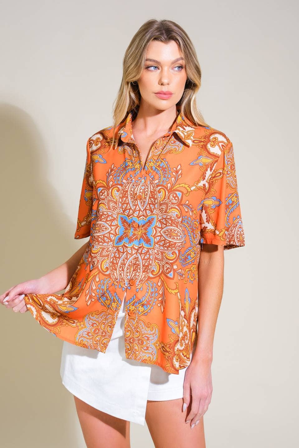 A printed woven top