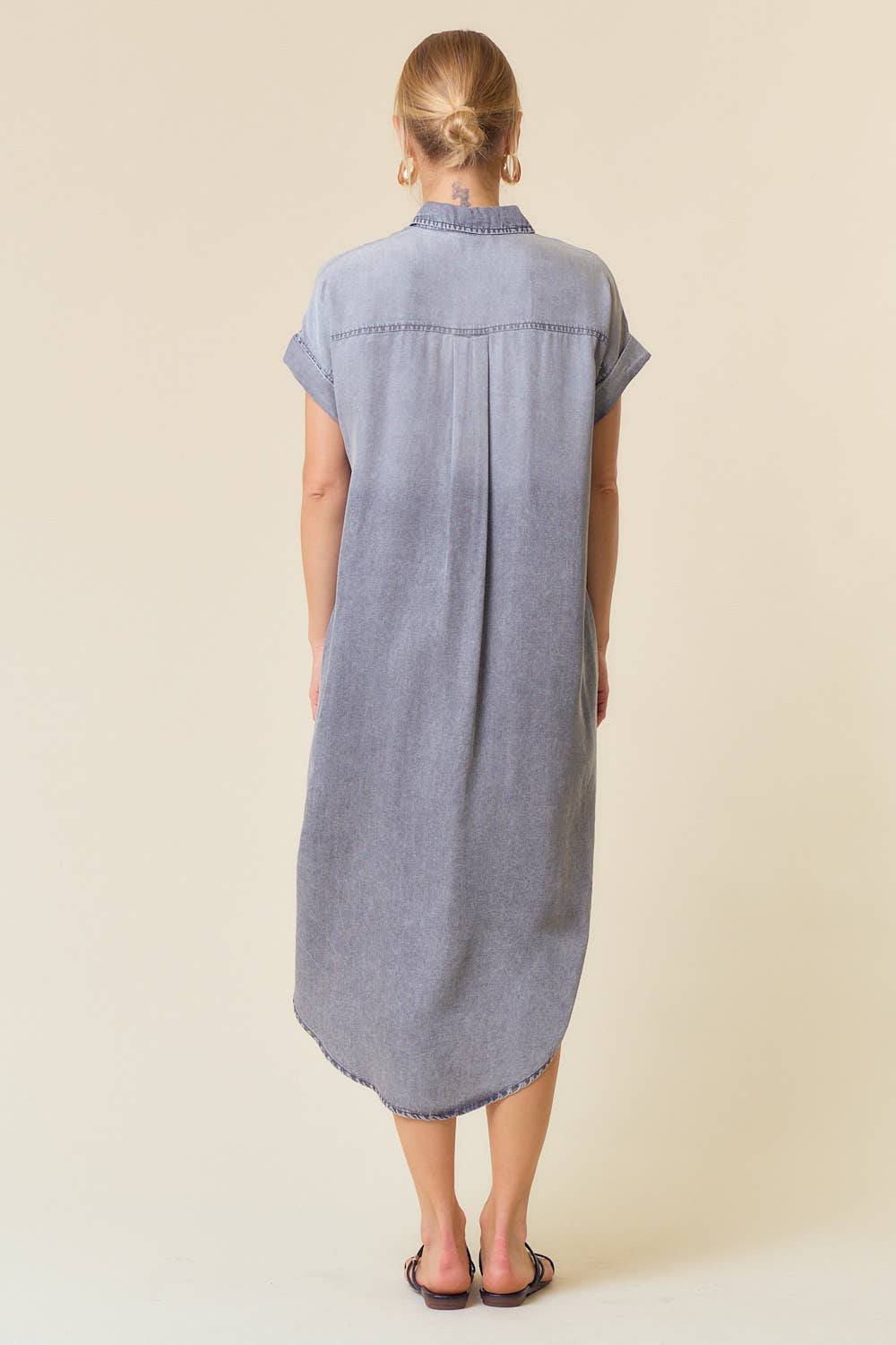 DOLMAN SHORT SLEEVE TENCEL DENIM SHIRTDRESS