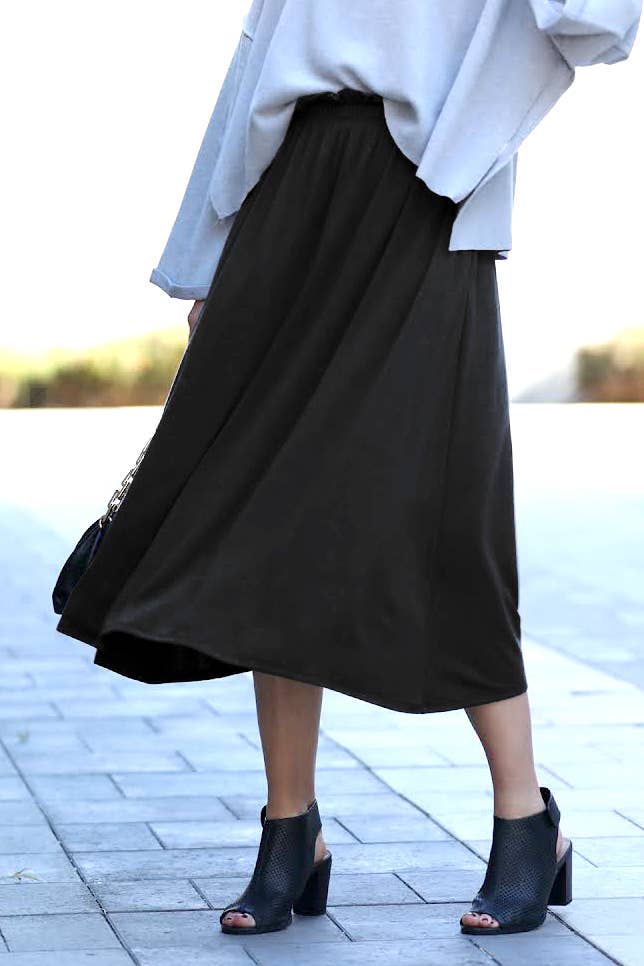 Paperbag Waist Midi Skirt With Pockets