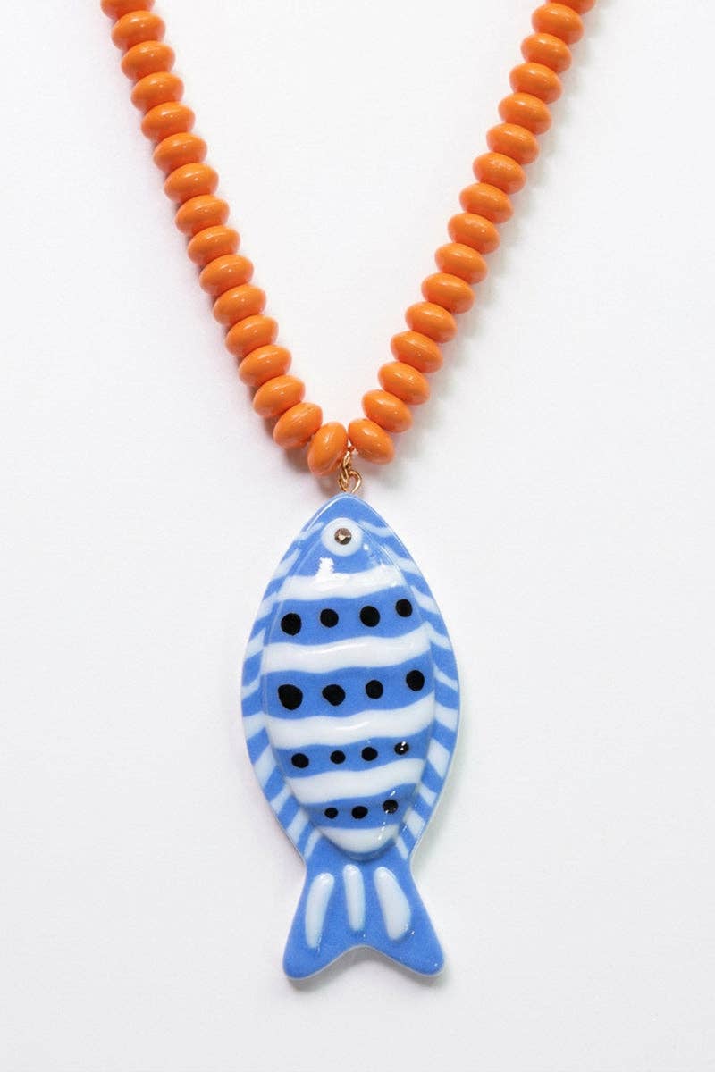 Vibrant Fish Pendant Beaded Necklace