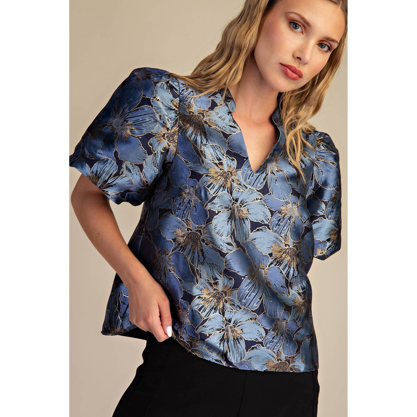 V-Neck Puff Sleeve Top