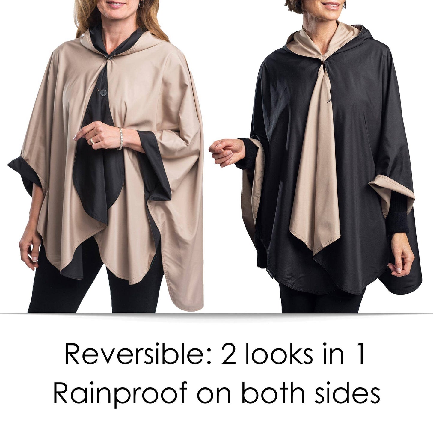 Black & Camel Rain & Travel Cape