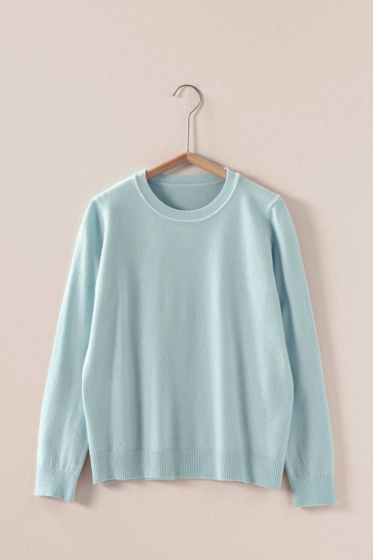 Soft Viscose Blend Crewneck Knit Pullover