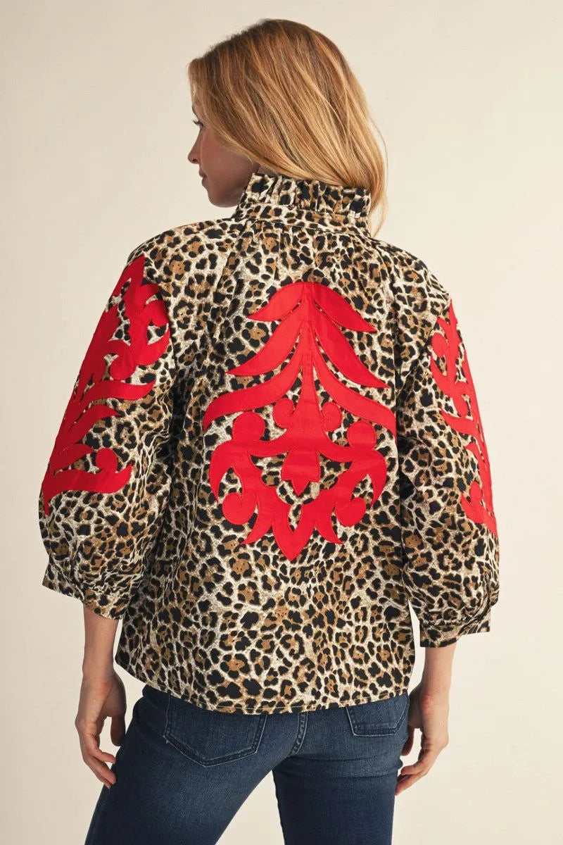 Button Front Loepard Top