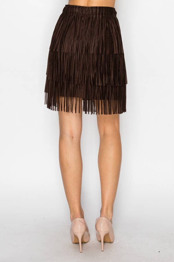 Short Layered Fringe Tiered Skirt