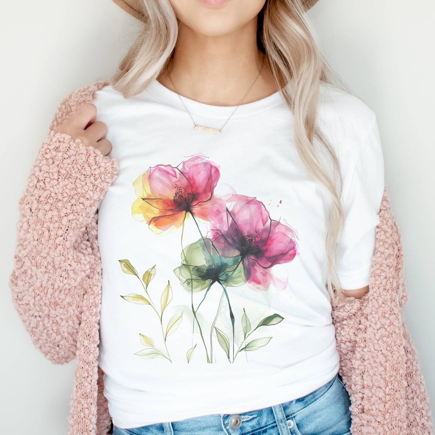 Flower Poppy Watercolor Graphic Tee Spring Summer Feminine 3