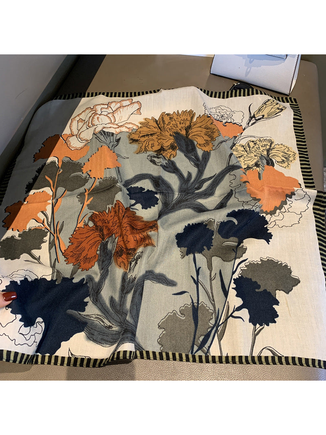 Bold Floral Border Square Scarf