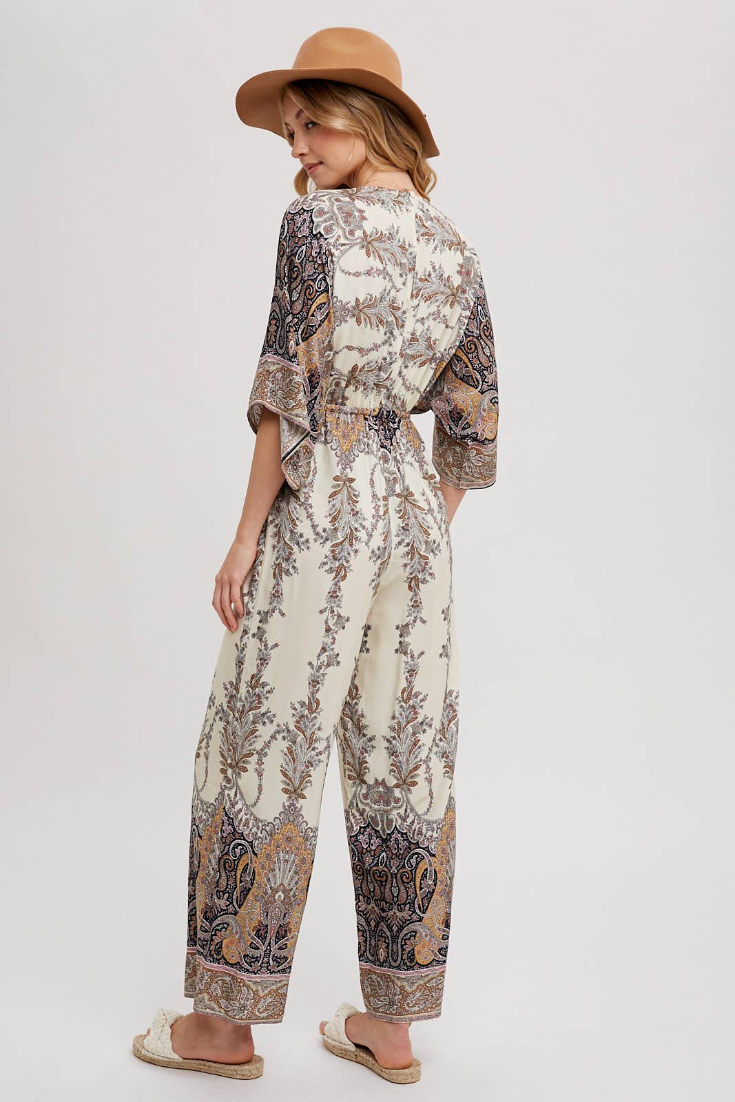 PAISLEY PRINT WRAP JUMPSUIT