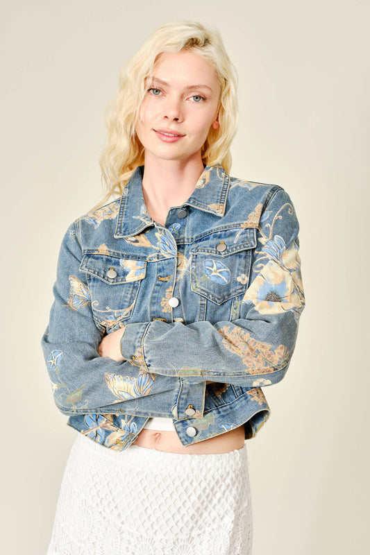 Floral Print Denim Jacket