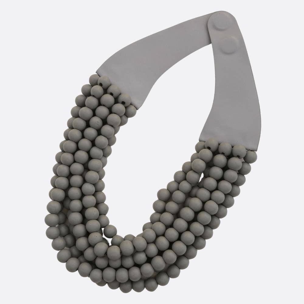 WOOD BEADED LAYERED MAGNETIC NECKLACE