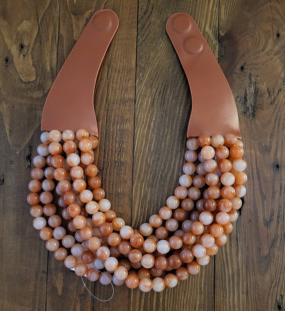 BOHEMIAN LEATHER SNAP BACK BEADED NECKLACE