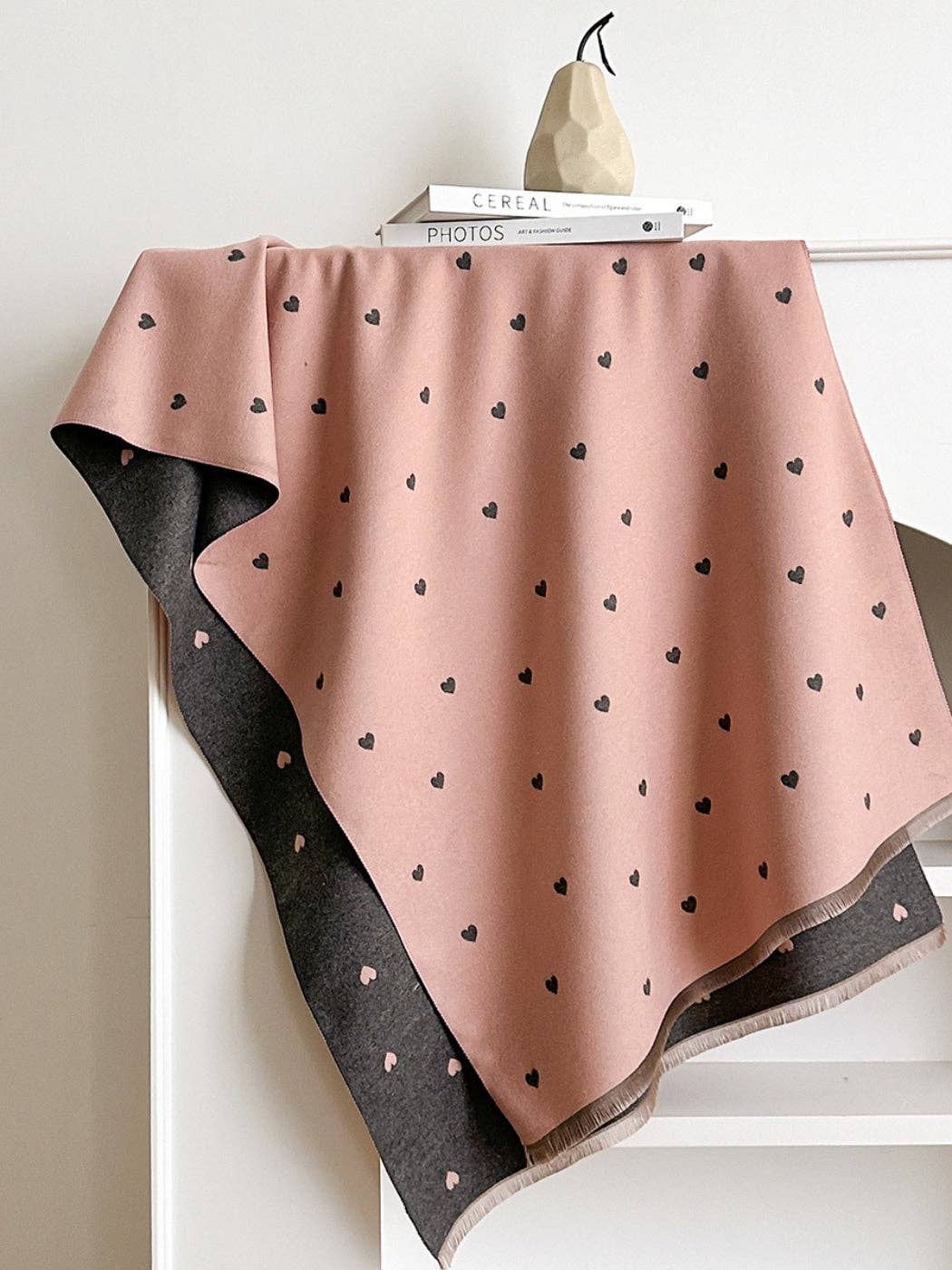 Reversible Heart Print Scarf & Wrap