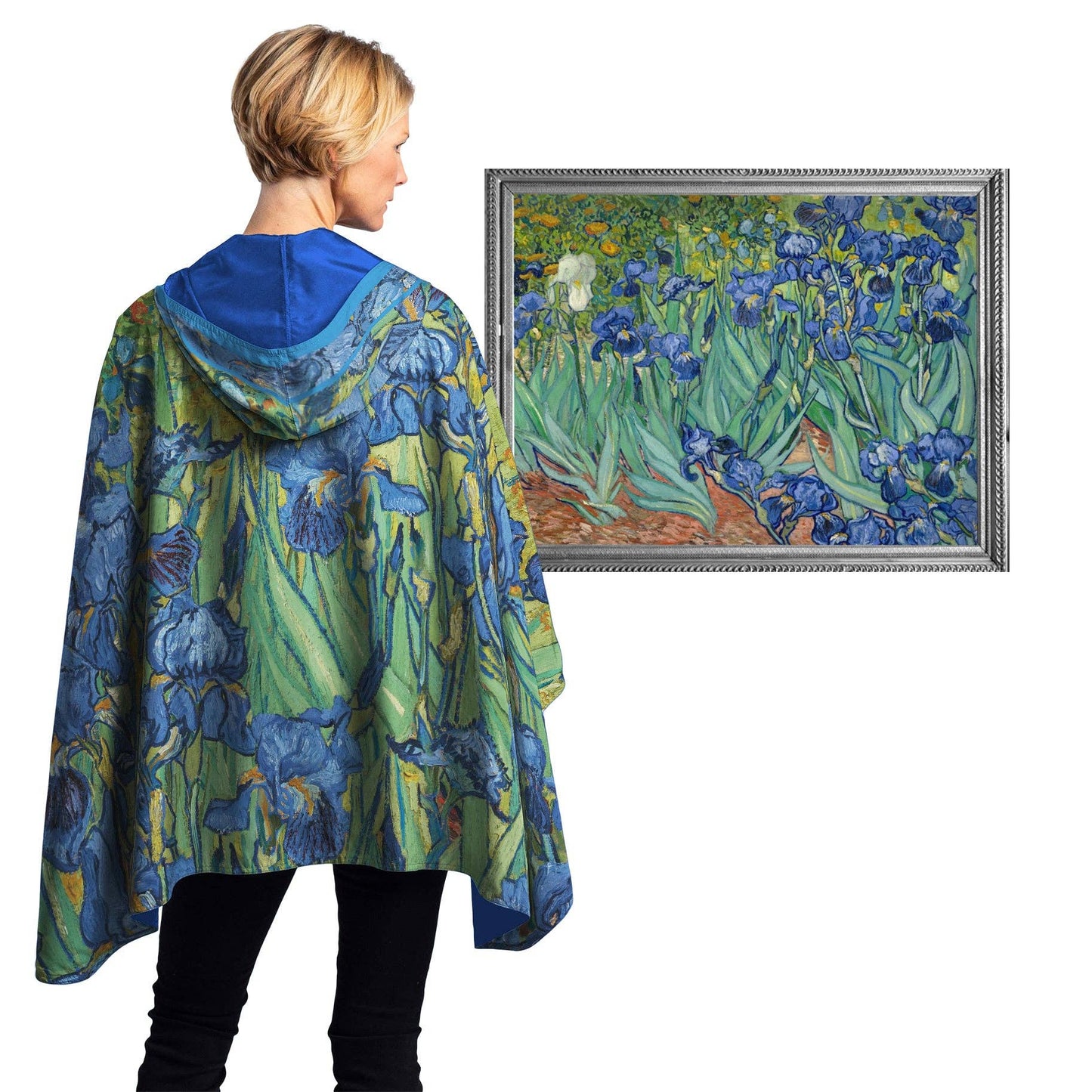 Van Gogh Irises Reversible Rain Cape