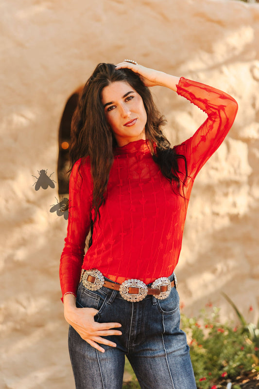 LARIAT LACE L/S *RED