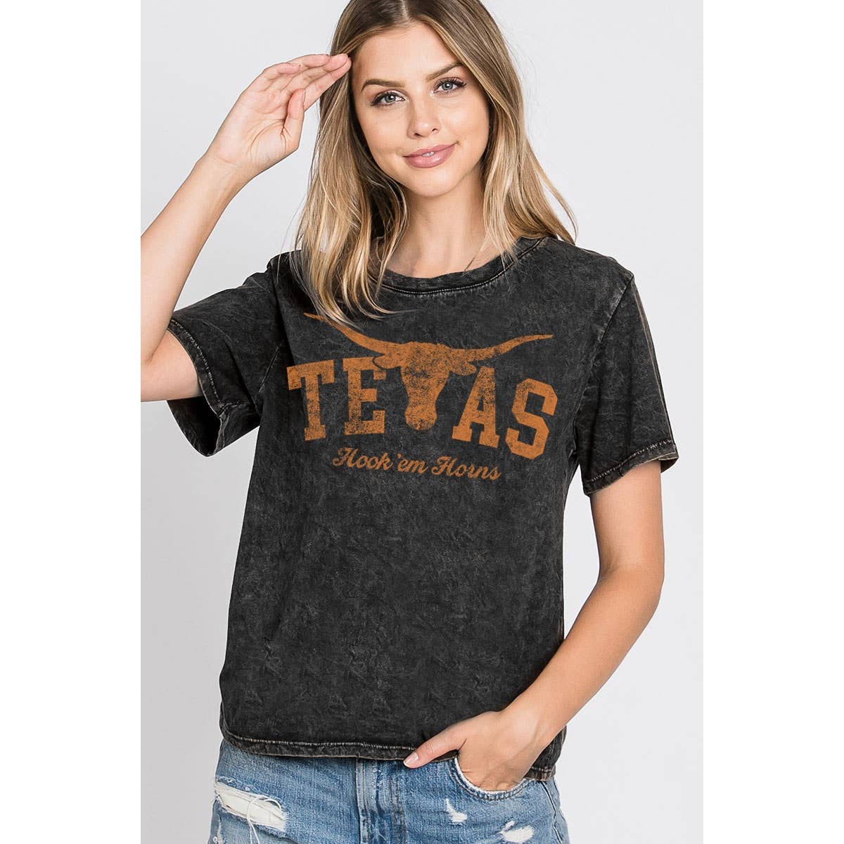 TEXAS HOOK EM HORNS MINERAL GRAPHIC TOP