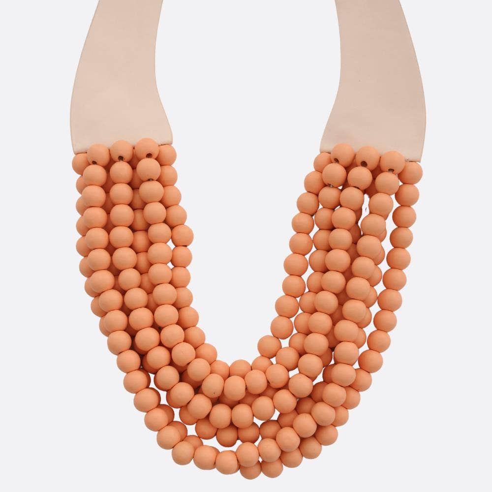 WOOD BEADED LAYERED MAGNETIC NECKLACE