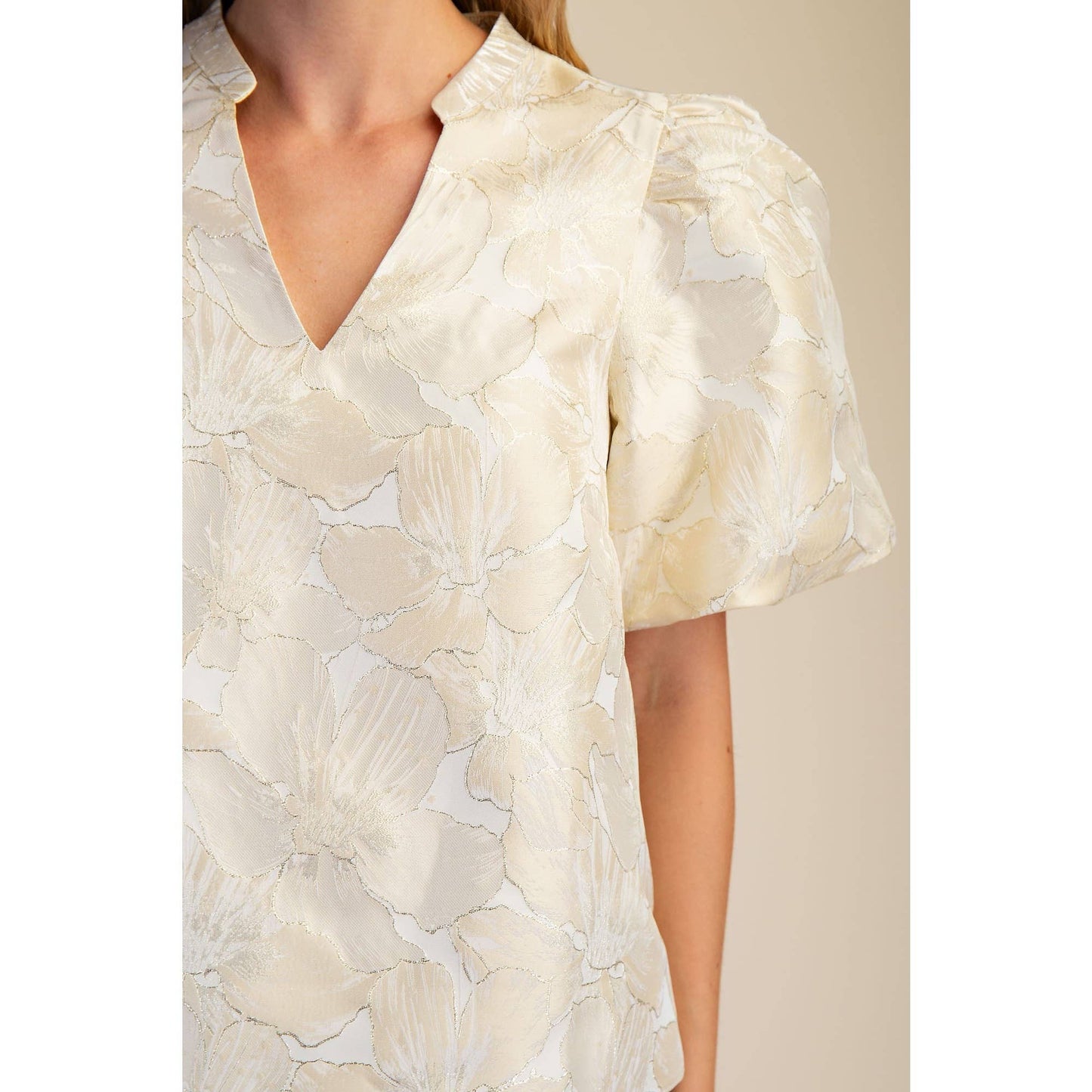 V-Neck Puff Sleeve Top