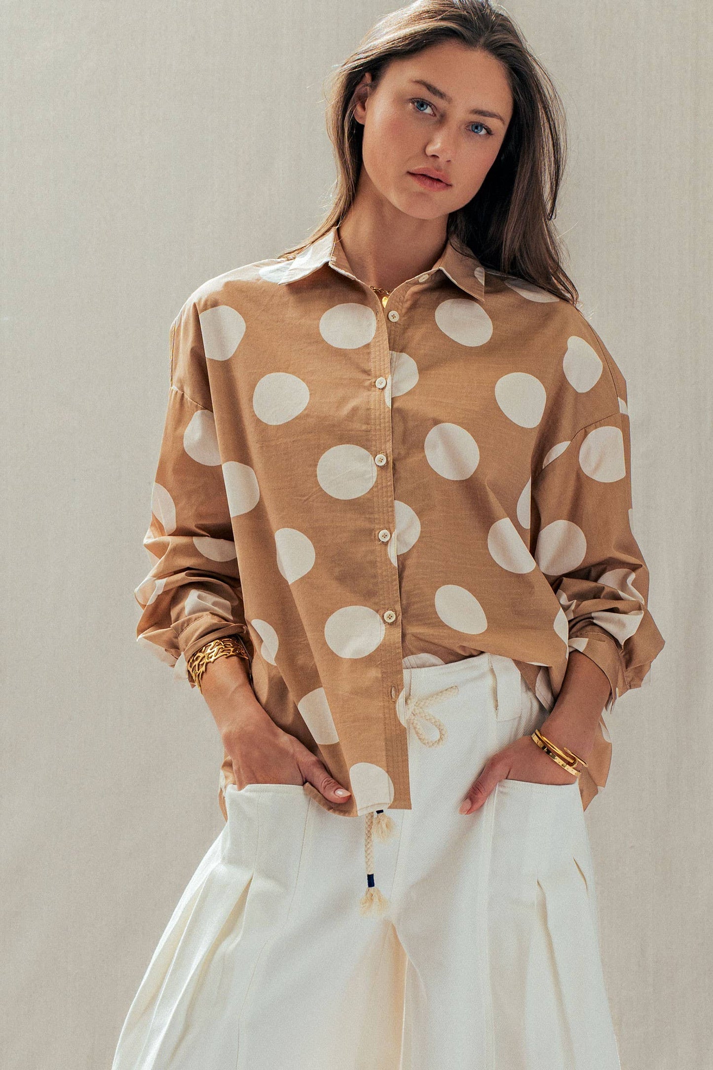 Polka Dot Button-Down Shirt