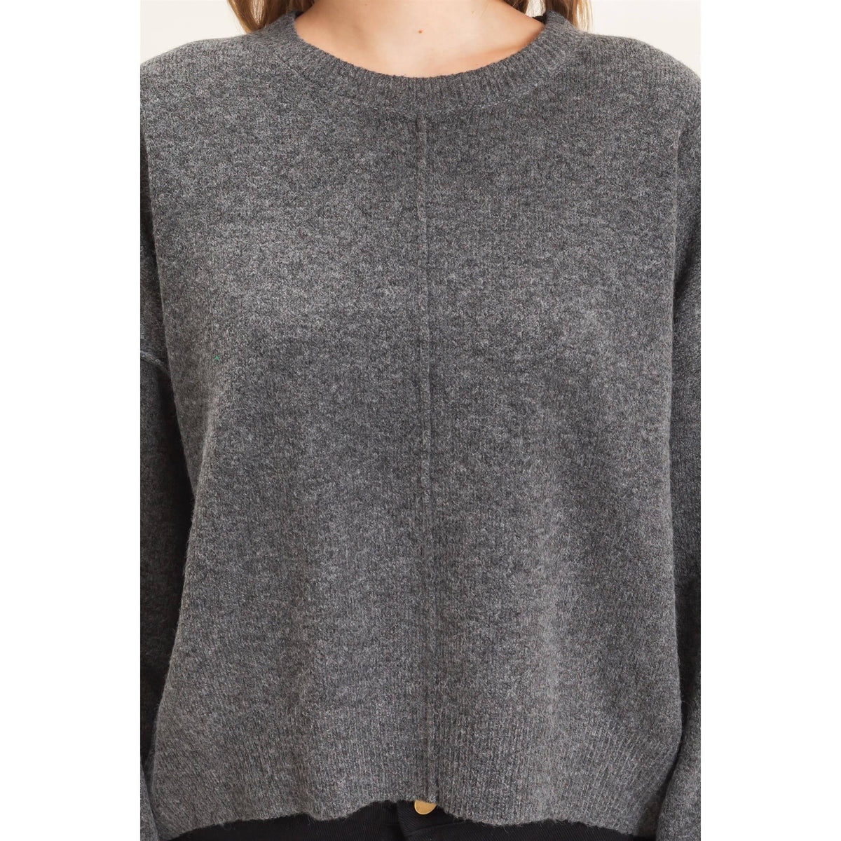 Crew Neck Sweater With Ribbed Hem