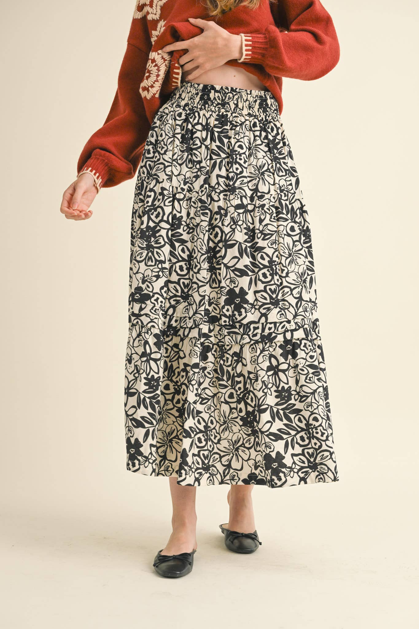 FLORAL PRINT  MIDI SKIRT