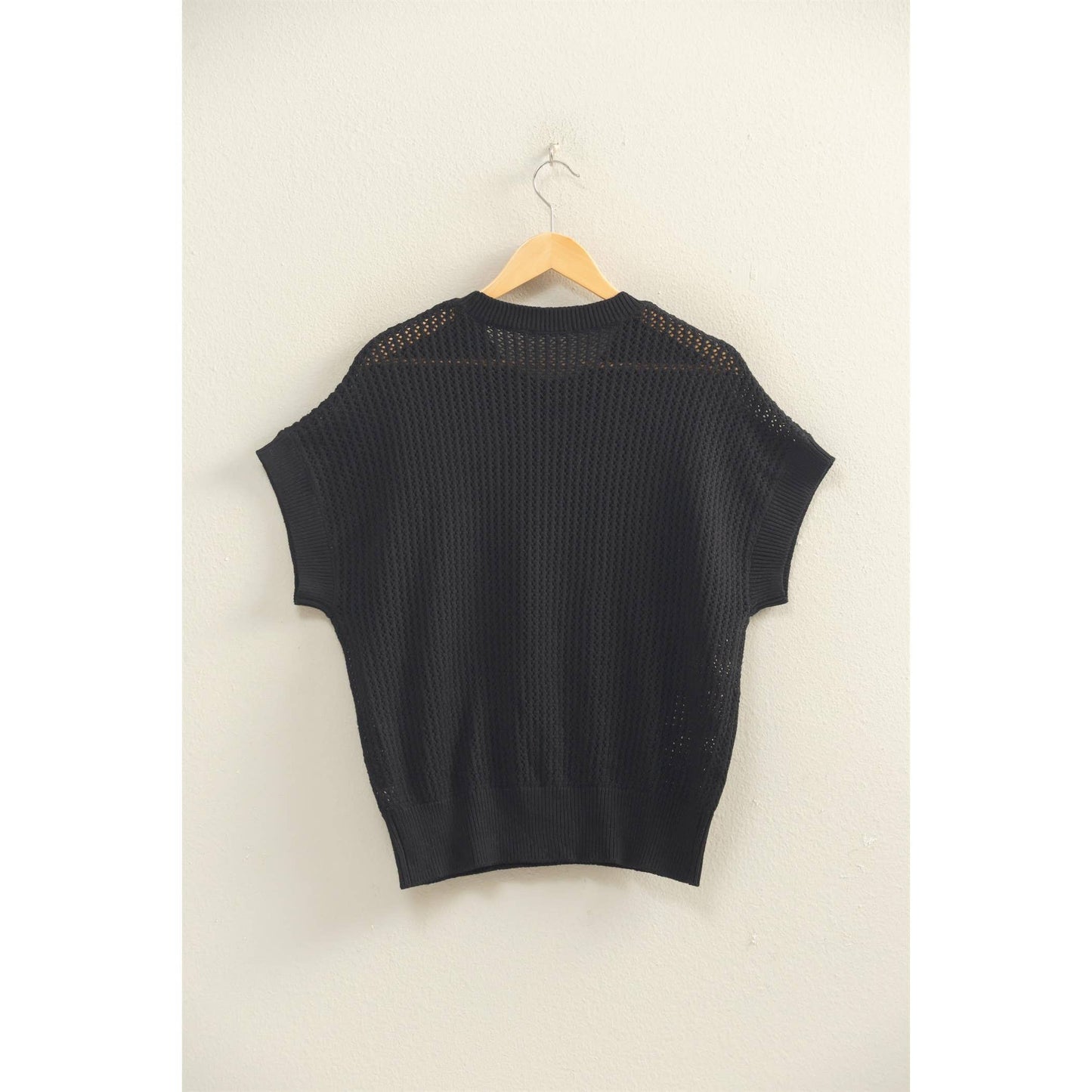 Open-Knit Dolman Sleeve Top