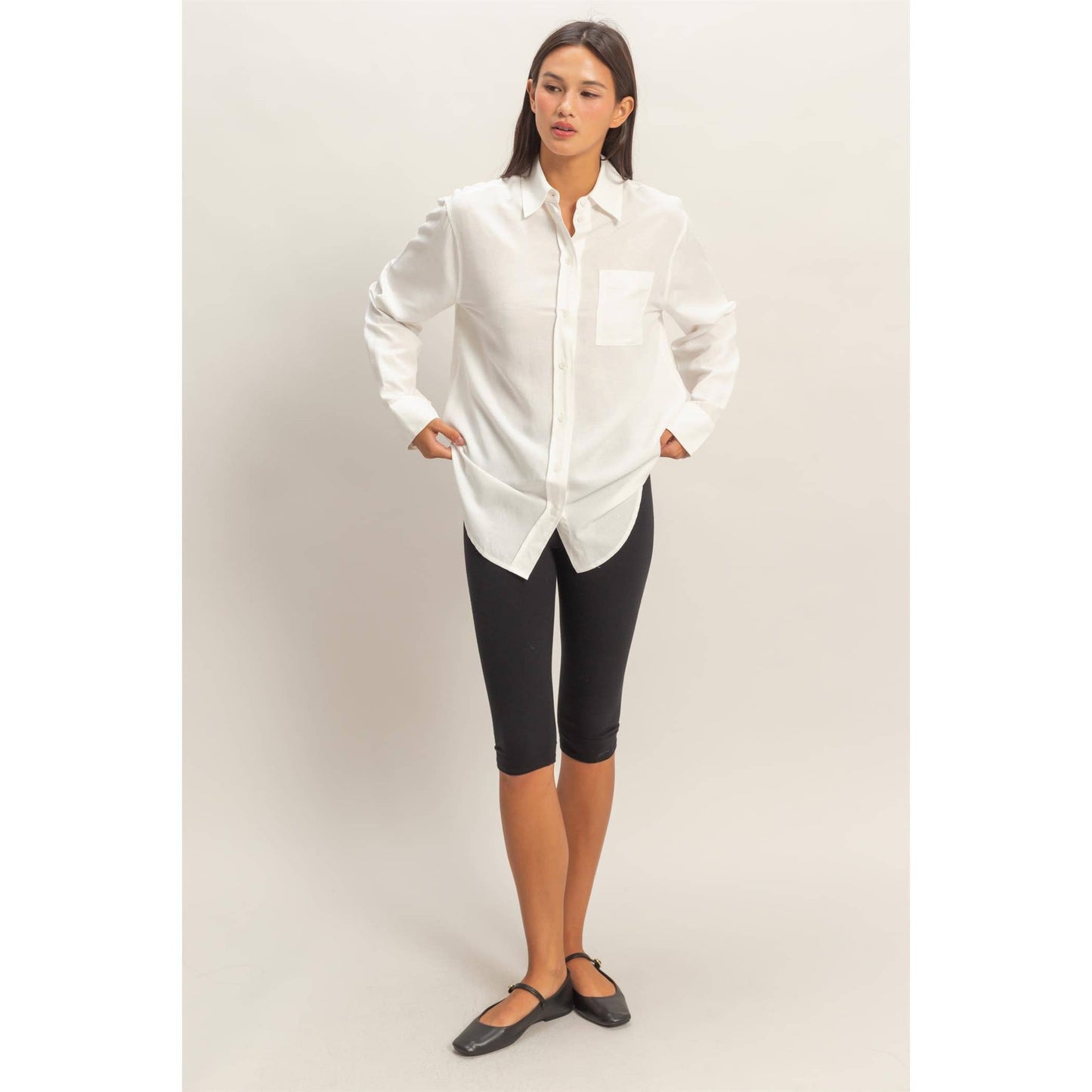 Linen Blend Button-Up Shirt