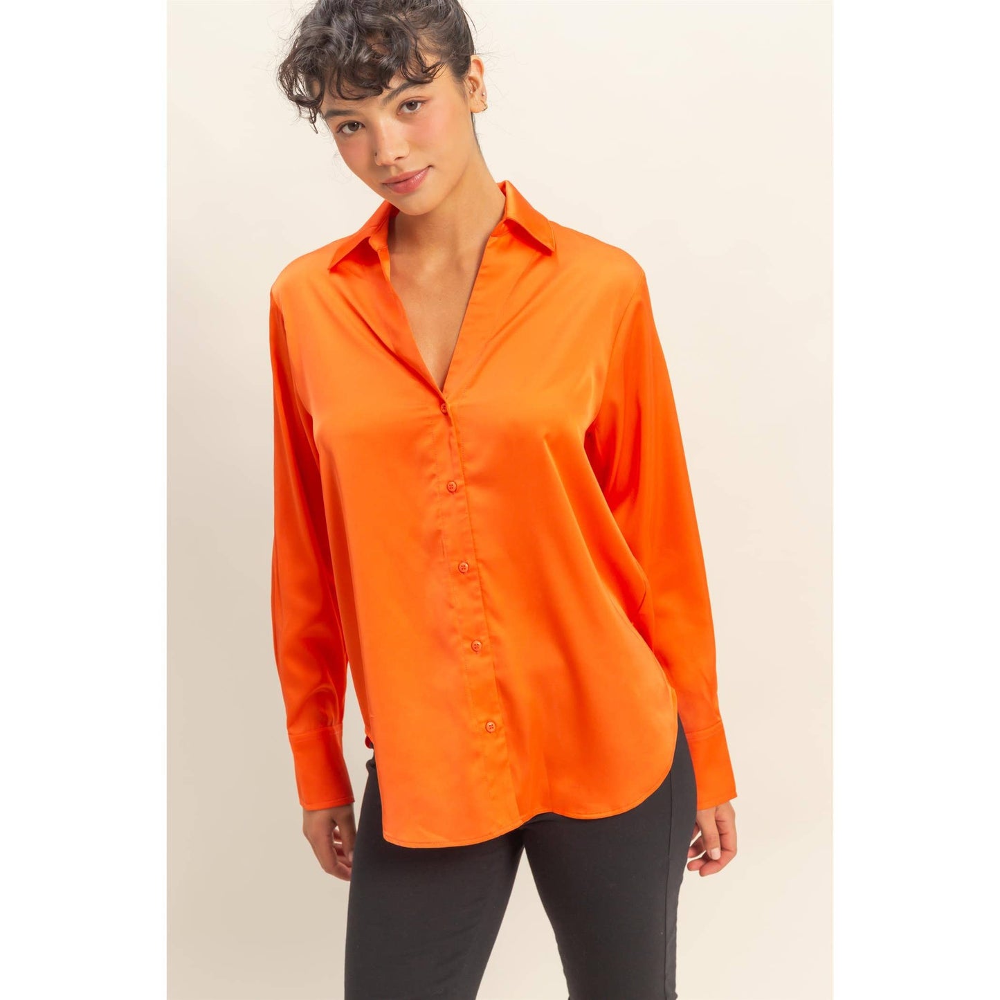 Button-Up Satin Shirt