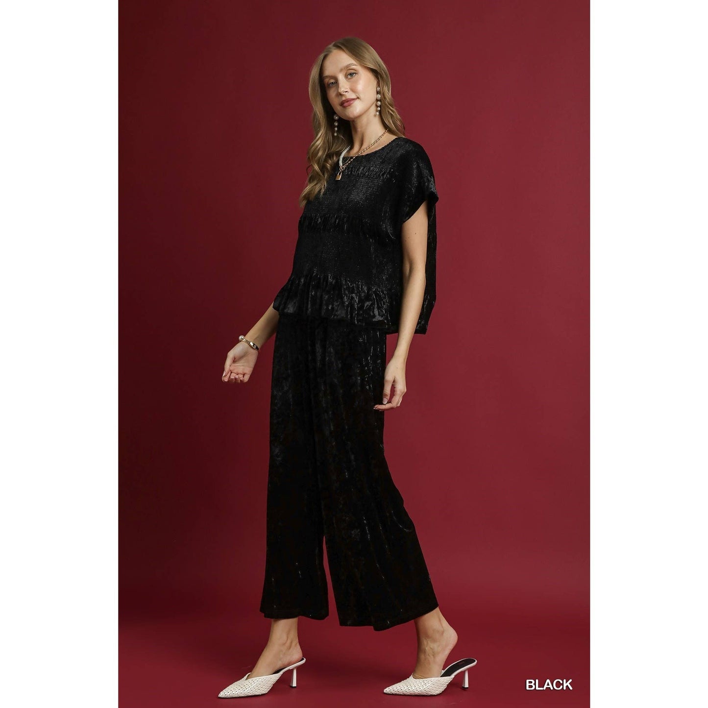 Velvet Wide Leg Pants