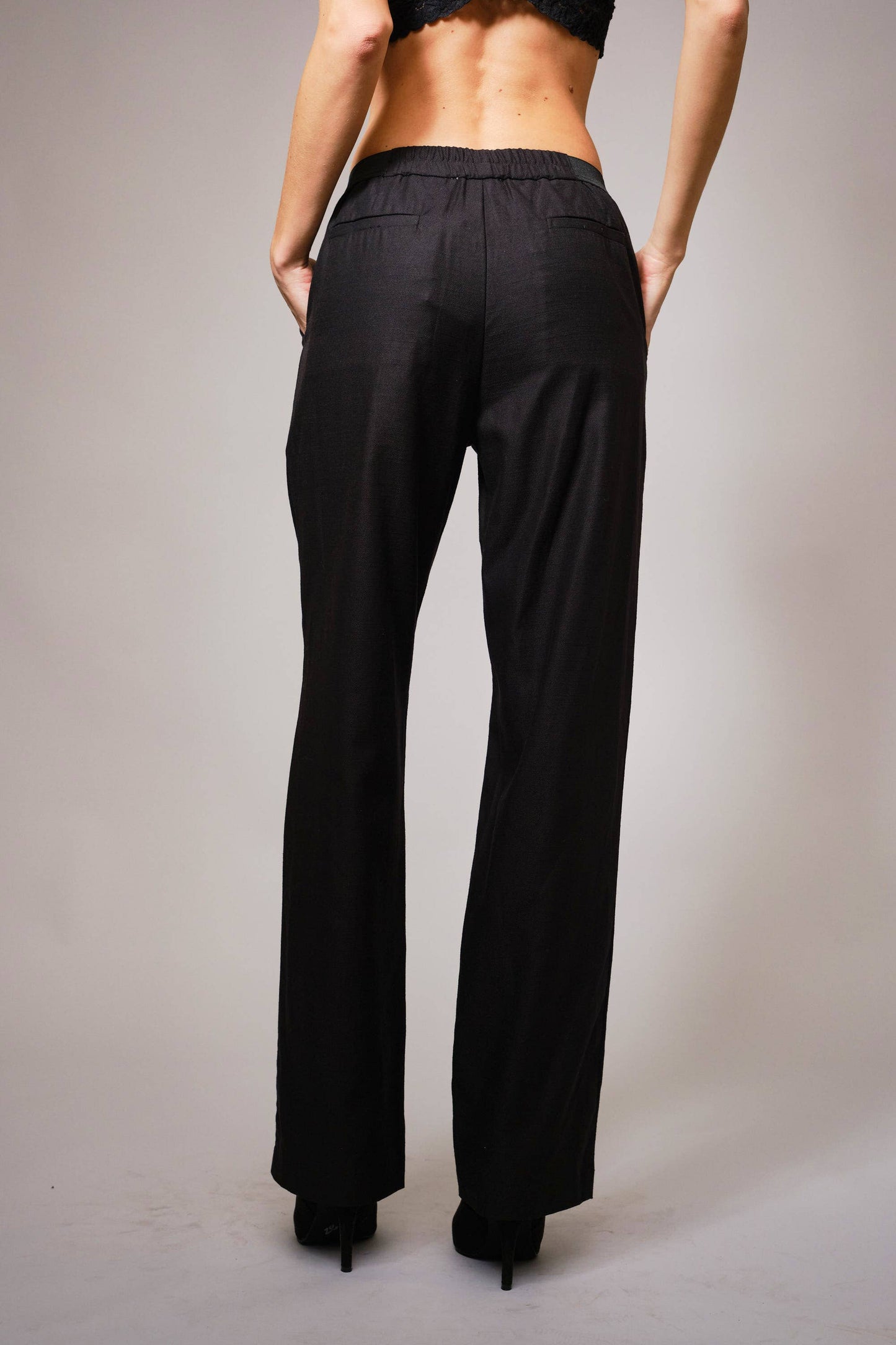 Twill Embroidered Stitchwork Studded Pants