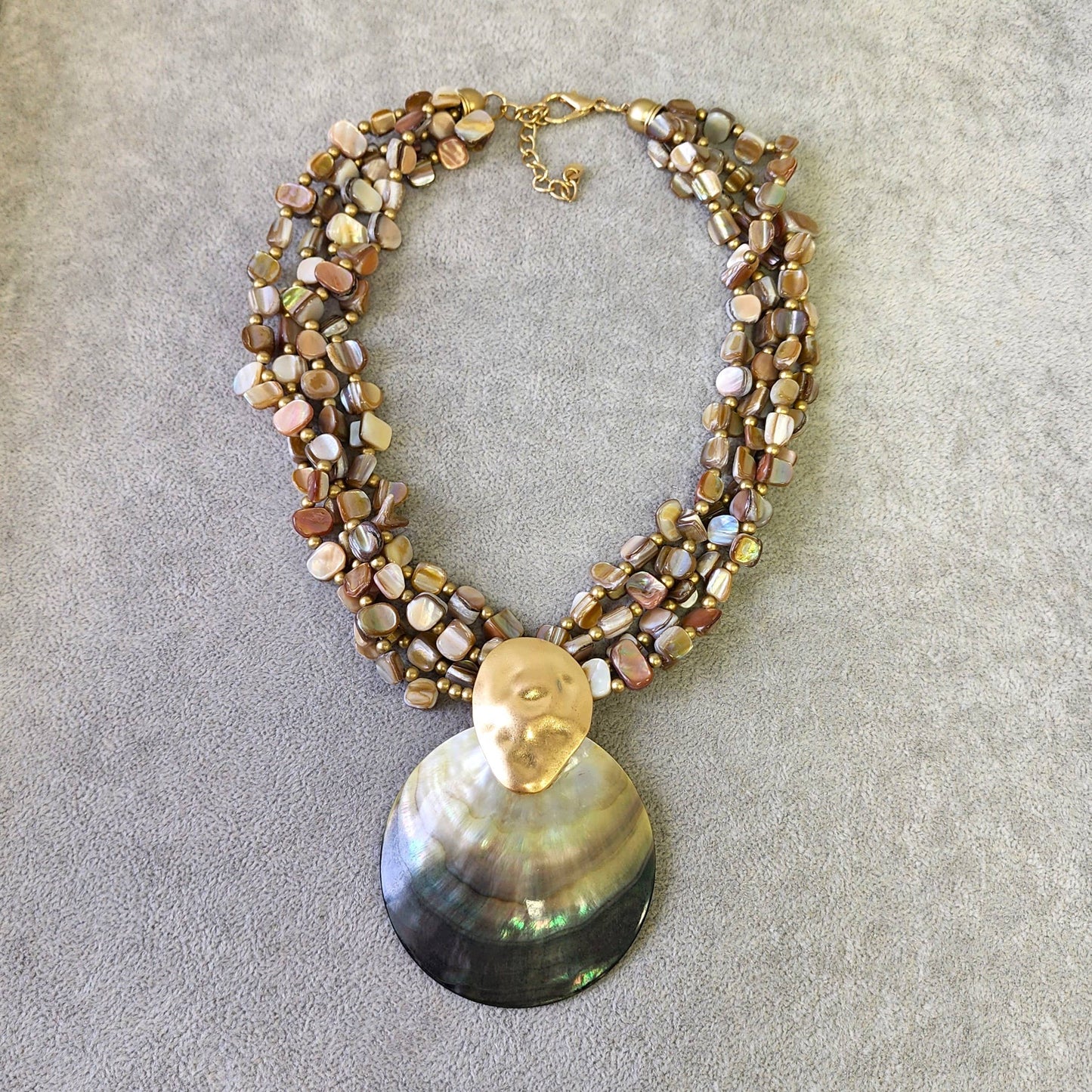 Abalone Chip Necklace w/ Mother of Pearl Seashell Pendant