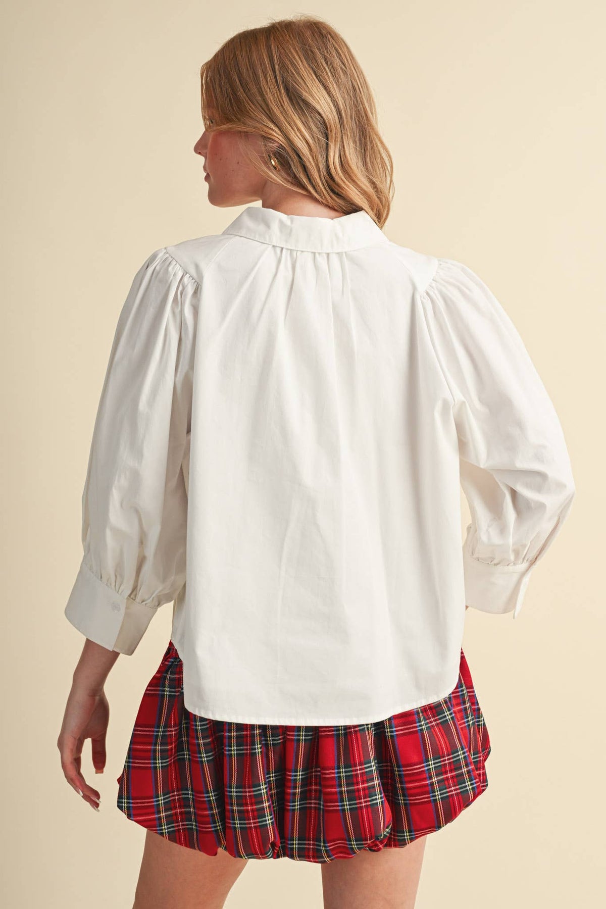 PUFF SLEEVE BUTTON DOWN TOP