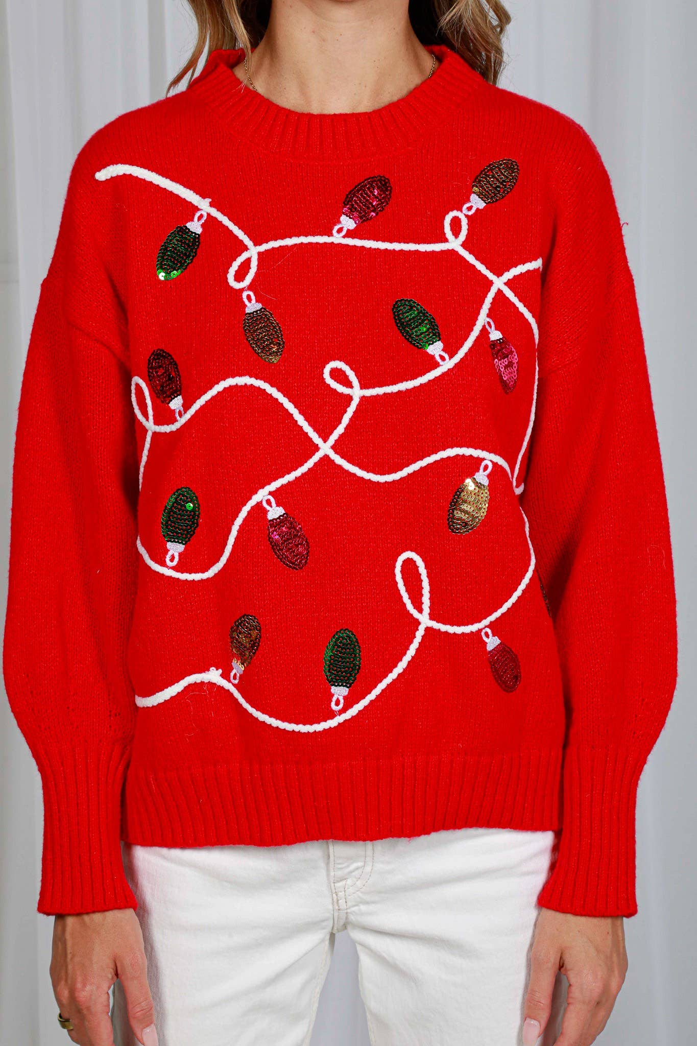 Colorful Christmas-Light Embellishment  Sweater