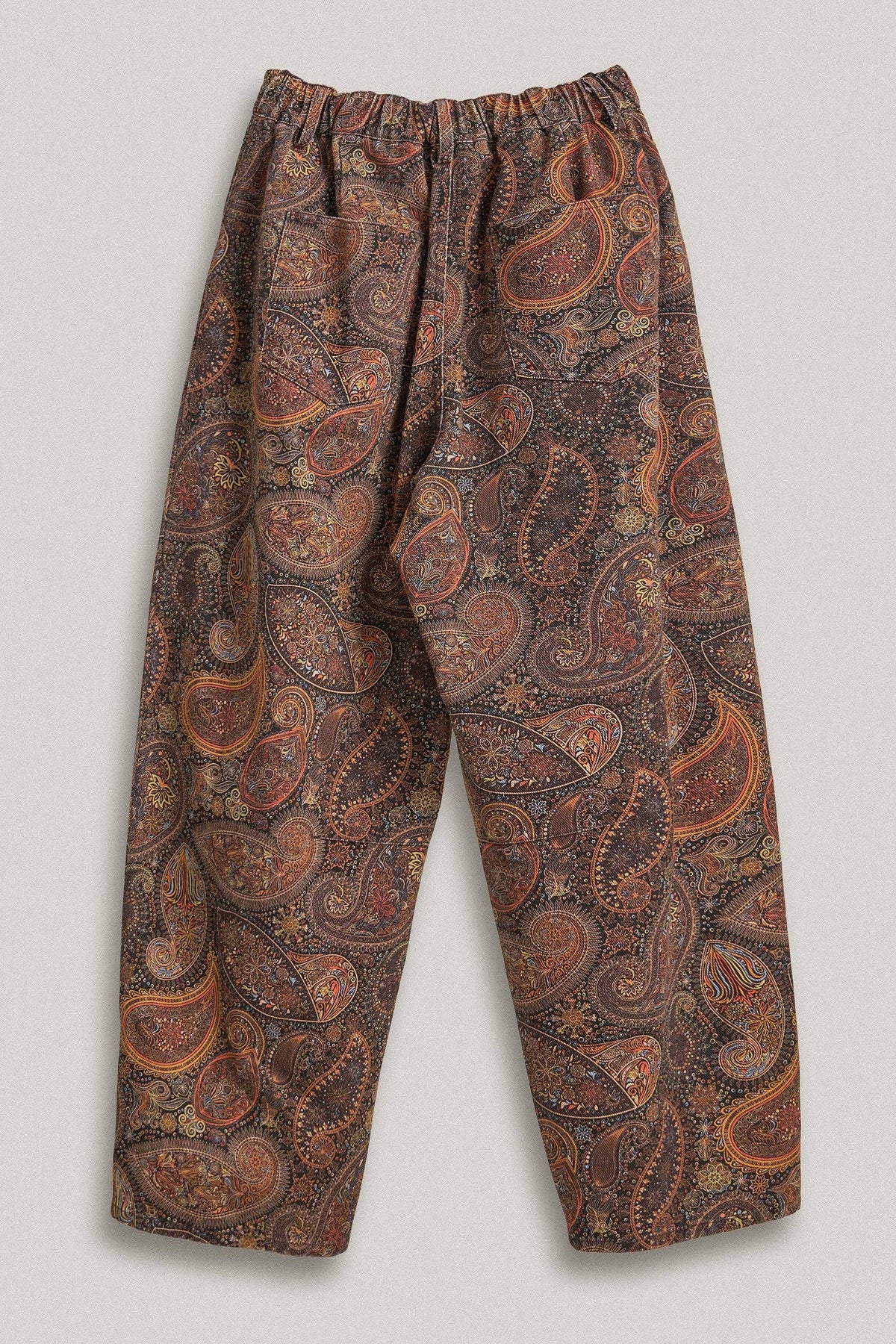 Paisley Print Barrel Leg Pants in Brown