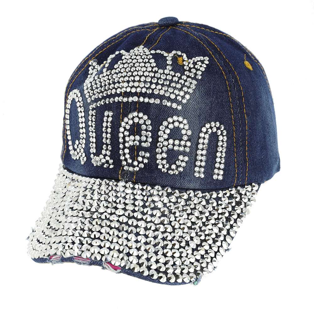 Queen Crown Rhinestone Denim Fashion Baseball Cap