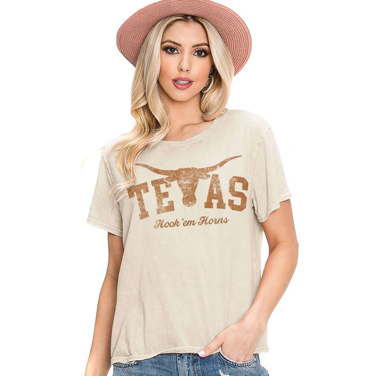 TEXAS HOOK EM HORNS MINERAL GRAPHIC TOP