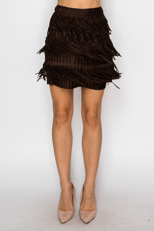 Short Layered Fringe Tiered Skirt