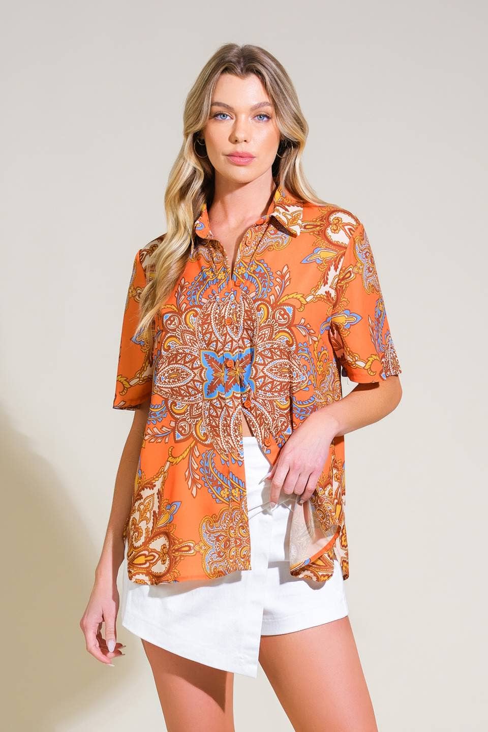 A printed woven top