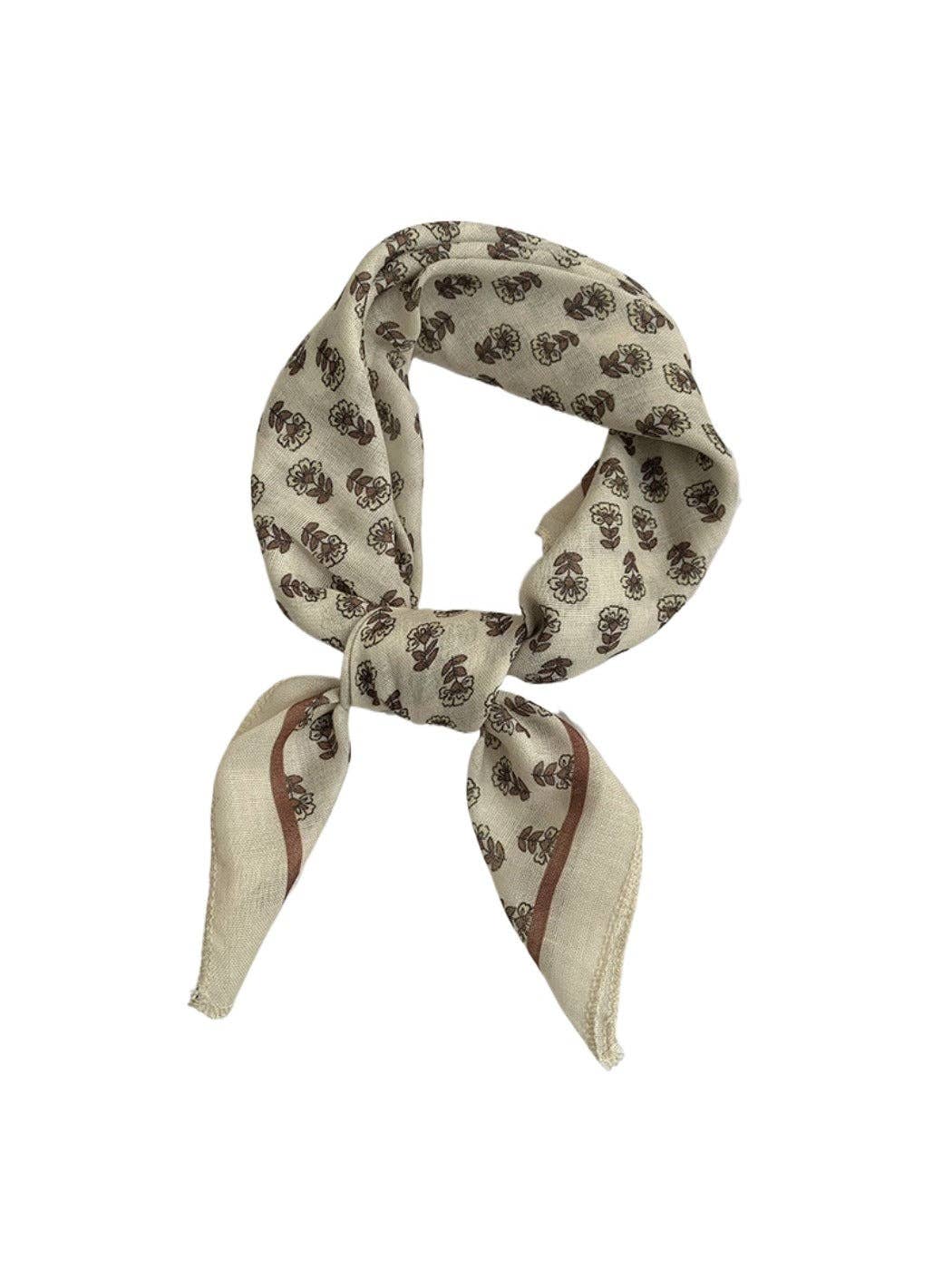 Haila - 20" Classic Square Headscarf - Flower Print