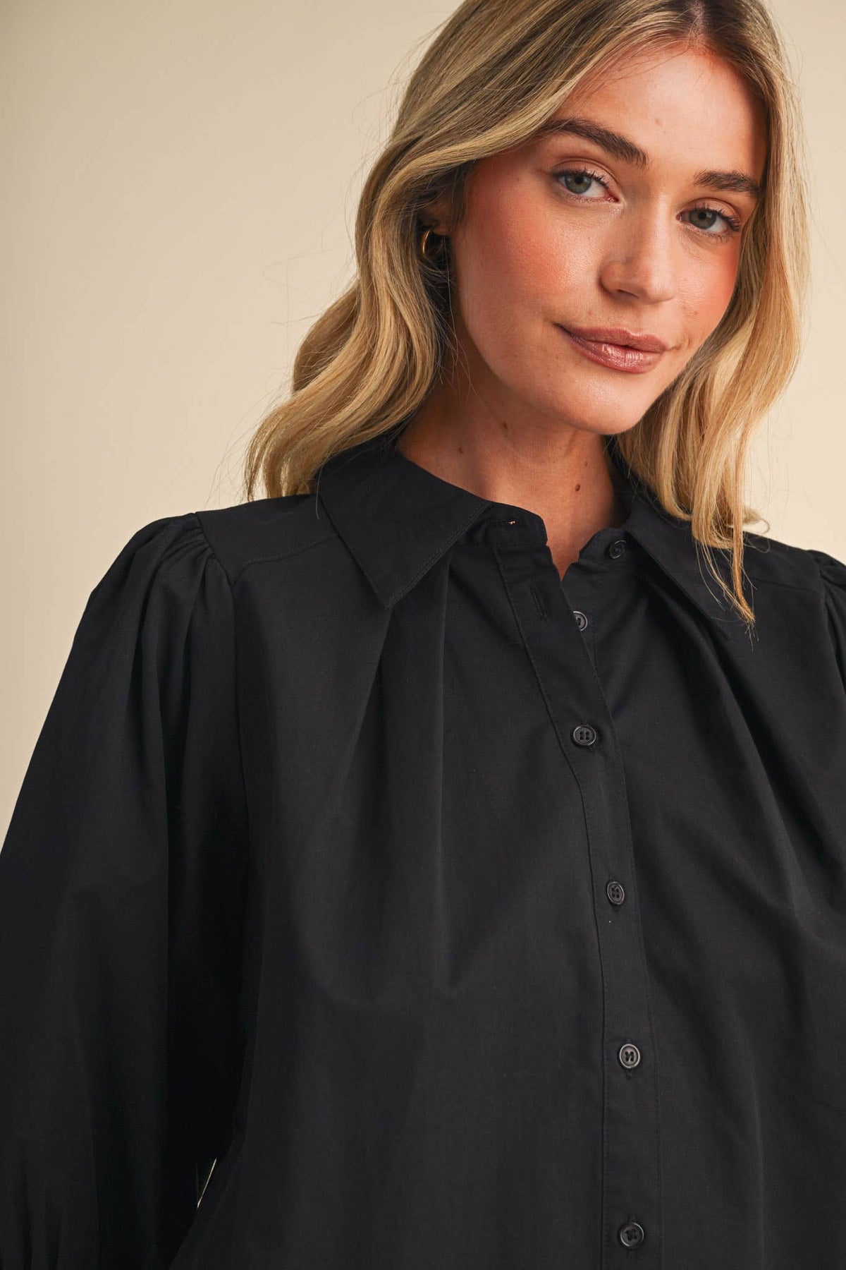 PUFF SLEEVE BUTTON DOWN TOP