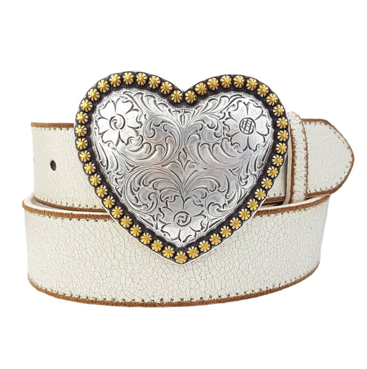 Western Heart Buckle Vintage Leather belt
