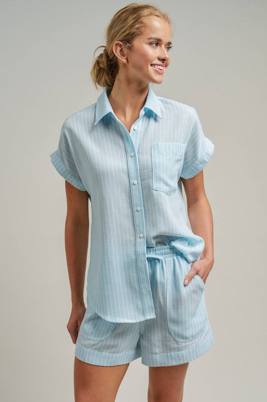 Linen Short Sleeve Button-Down Shirt