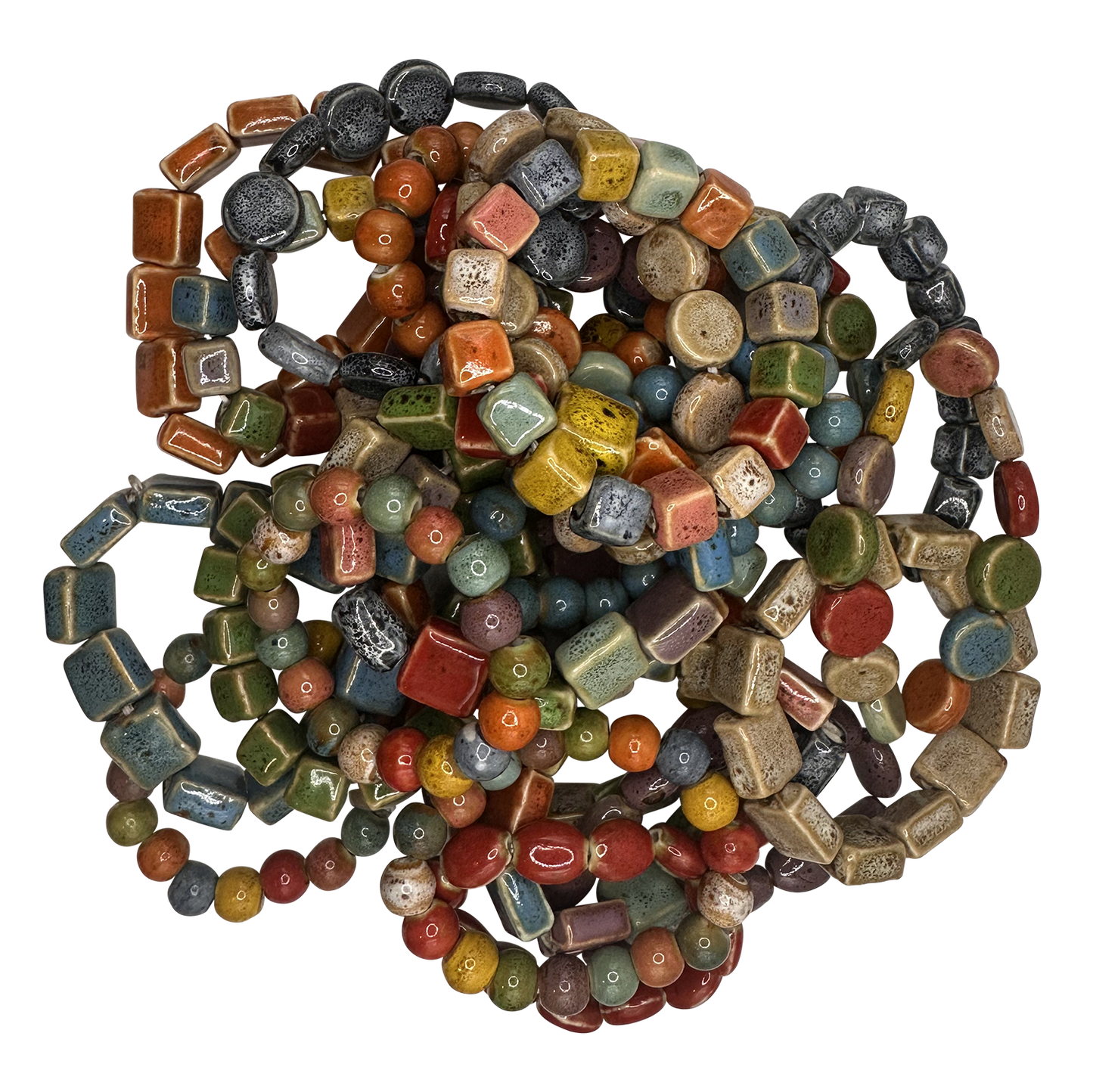 Multi-Color Clay Beaded Stretch Bracelets