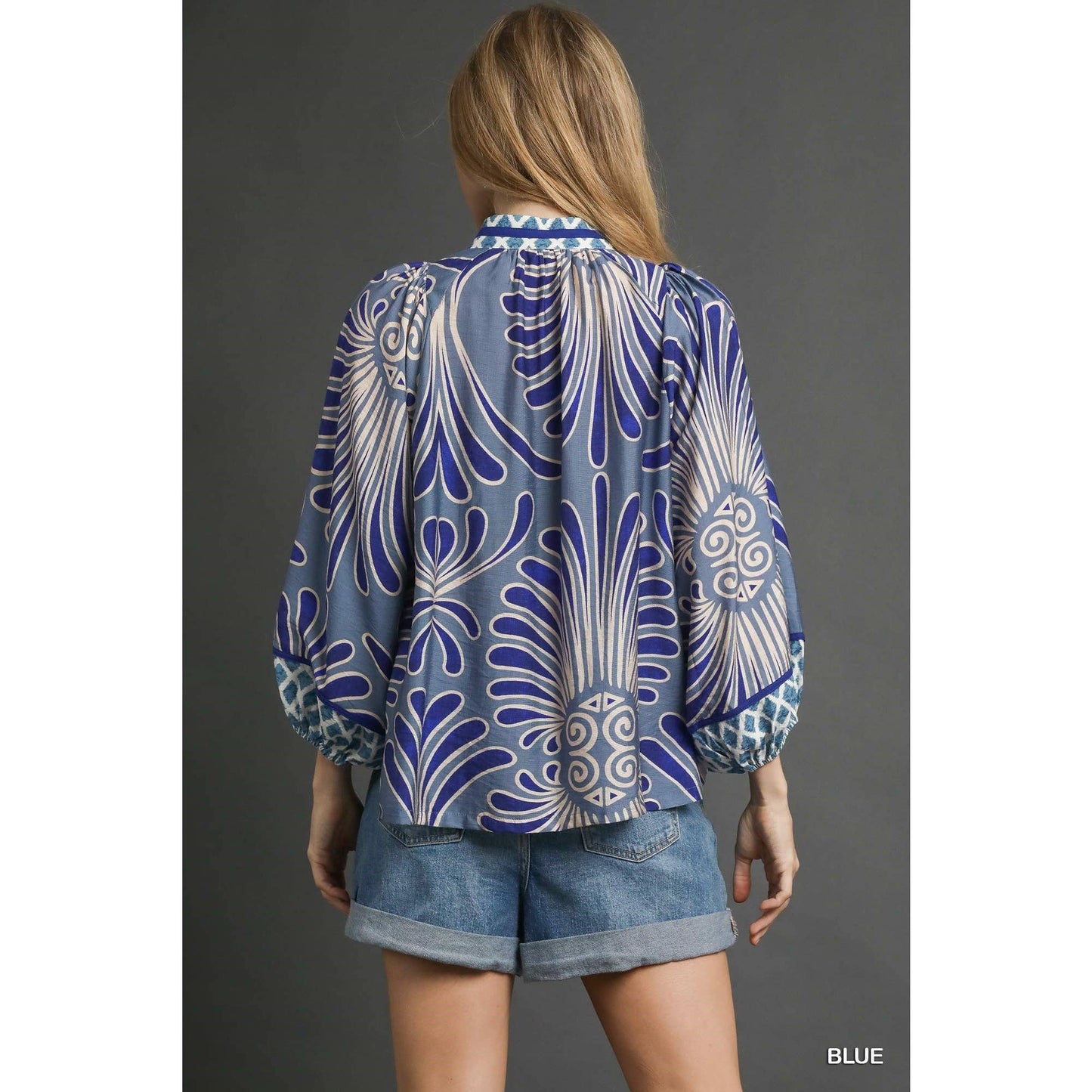 Print Smocked Yoke Top