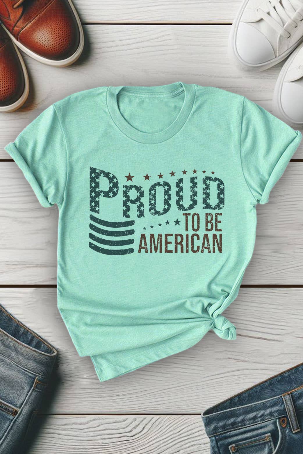 Proud To Be American, Fourth of July, Unisex Round Neck T-Shirt