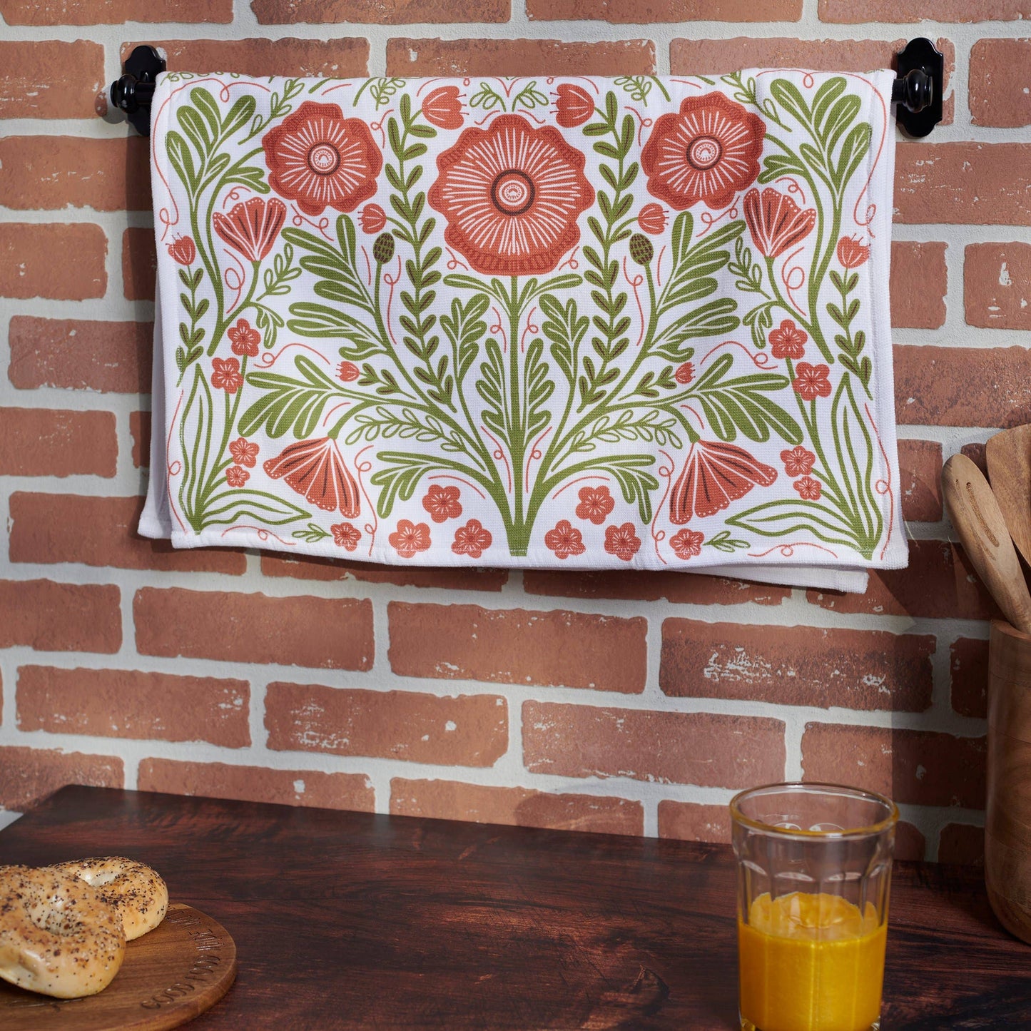 Poppies Folk Art Kitchen Towel