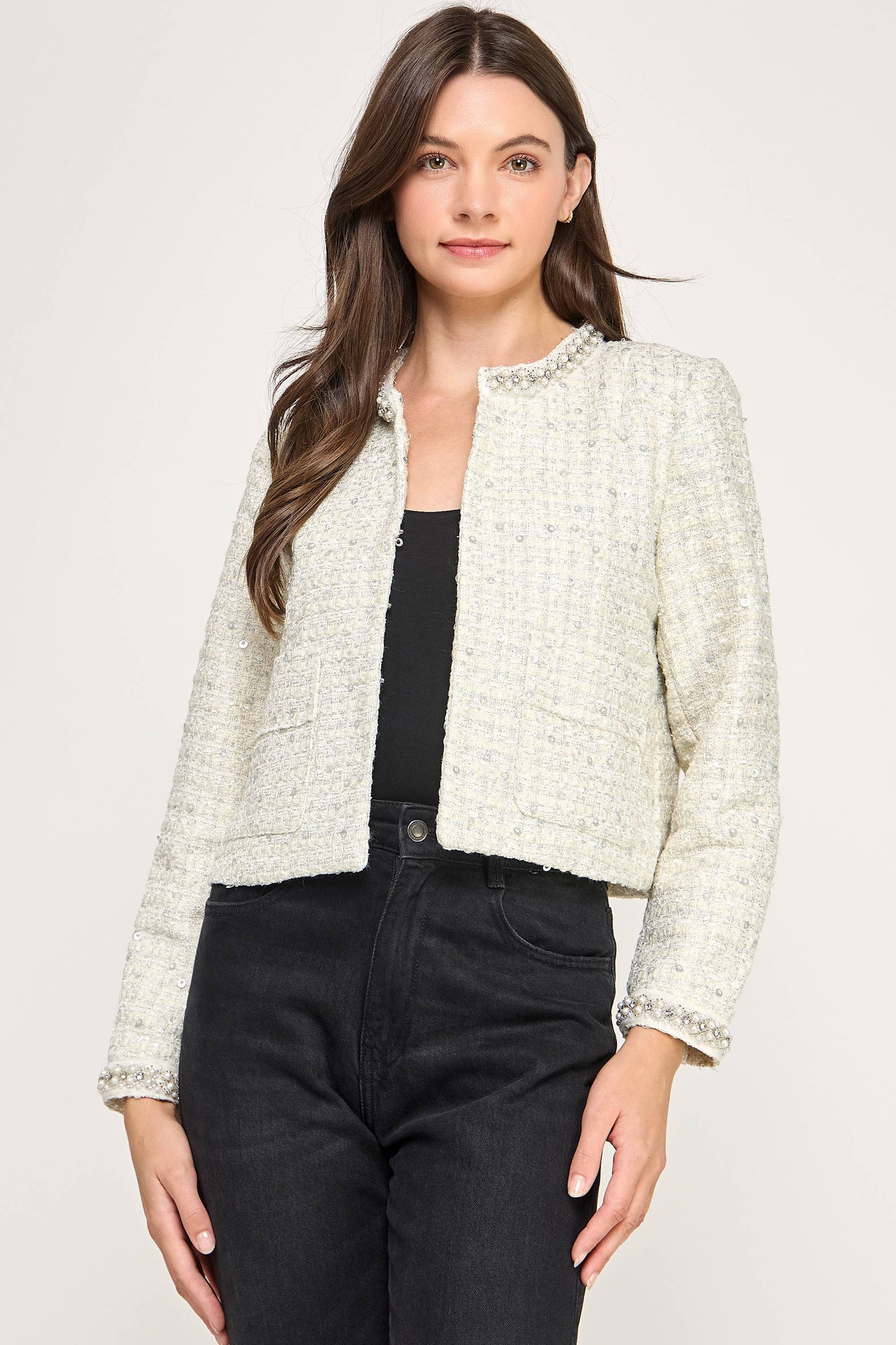 EMBELLISHED TWEED JACKET