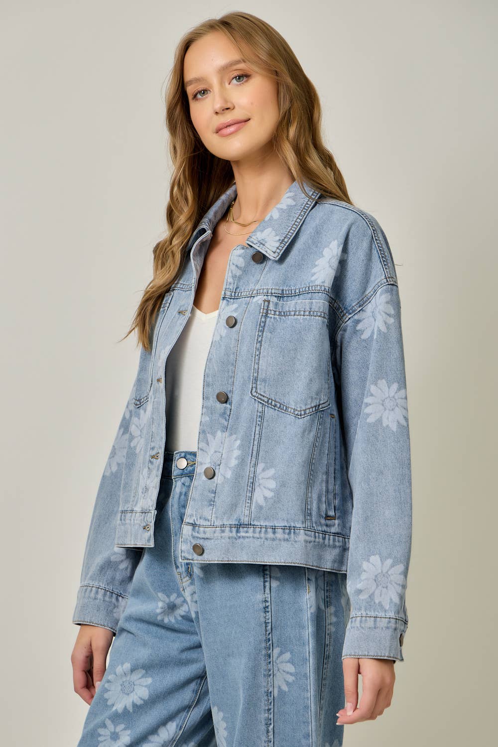 Floral Printed Denim Jacket
