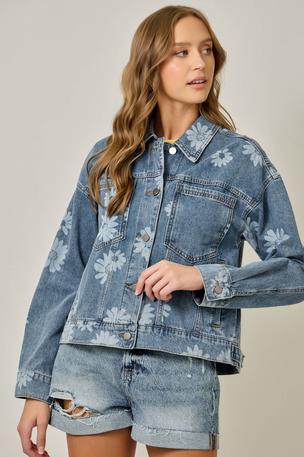 Floral Printed Denim Jacket